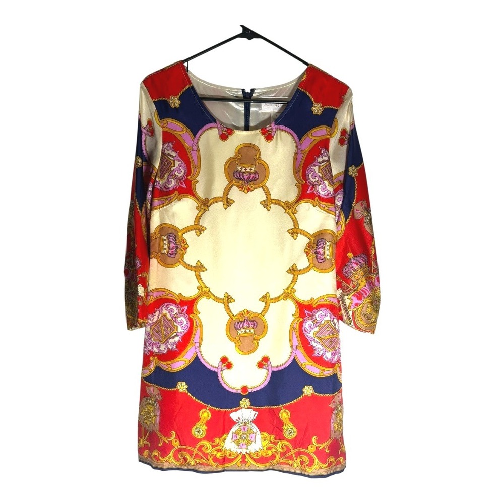 Julie‎ Brown 100% Silk Shift Dress Fully Lined sz 6